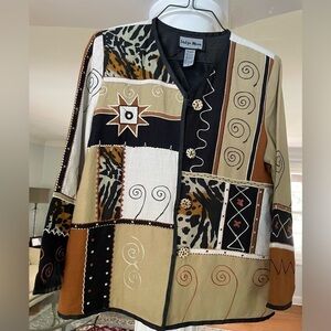 Indigo Moon . Women’s Art. Deco. Animal print Embroidered multi color Jacket S